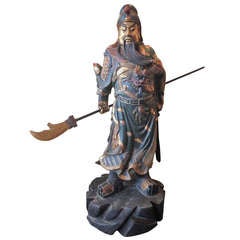 20th c. Chinese Wood Carved Warrior
