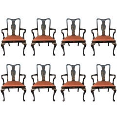 19th c. English Japanned Queen Anne Dining Chairs