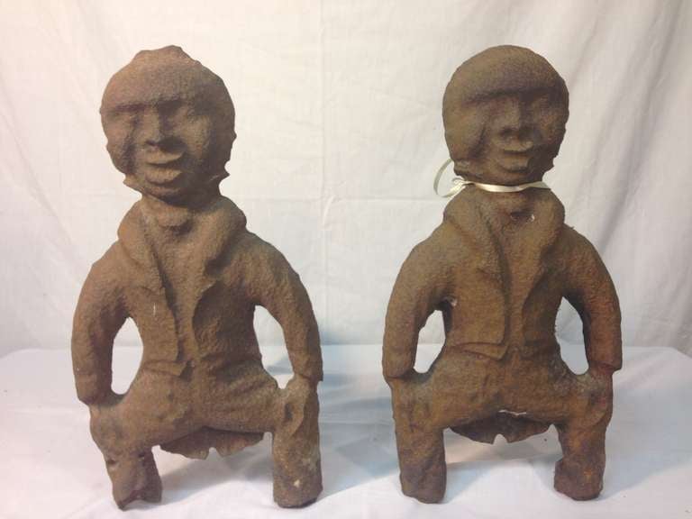 Pair of 19th c. Black American Folk Art Andirons