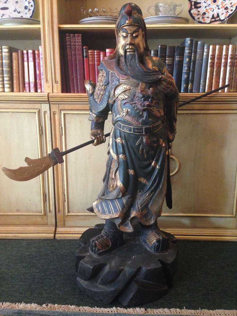 20th c. Chinese Wood Carved Warrior