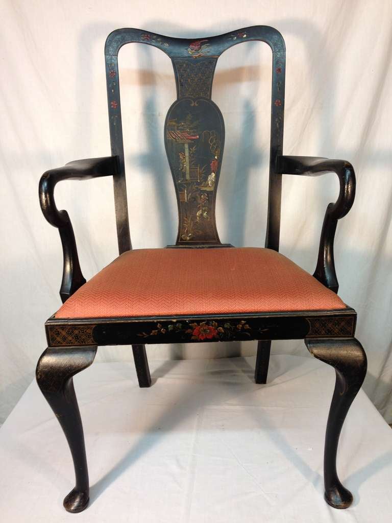 19th c. English Japanned Queen Anne Dining Chairs