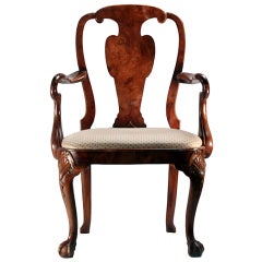 12 Burl Walnut Queen Anne Chairs