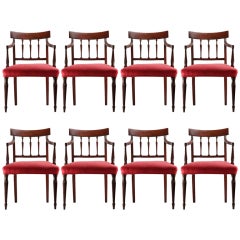 Set of 8 late 19th c. Sheraton style mahogany chairs