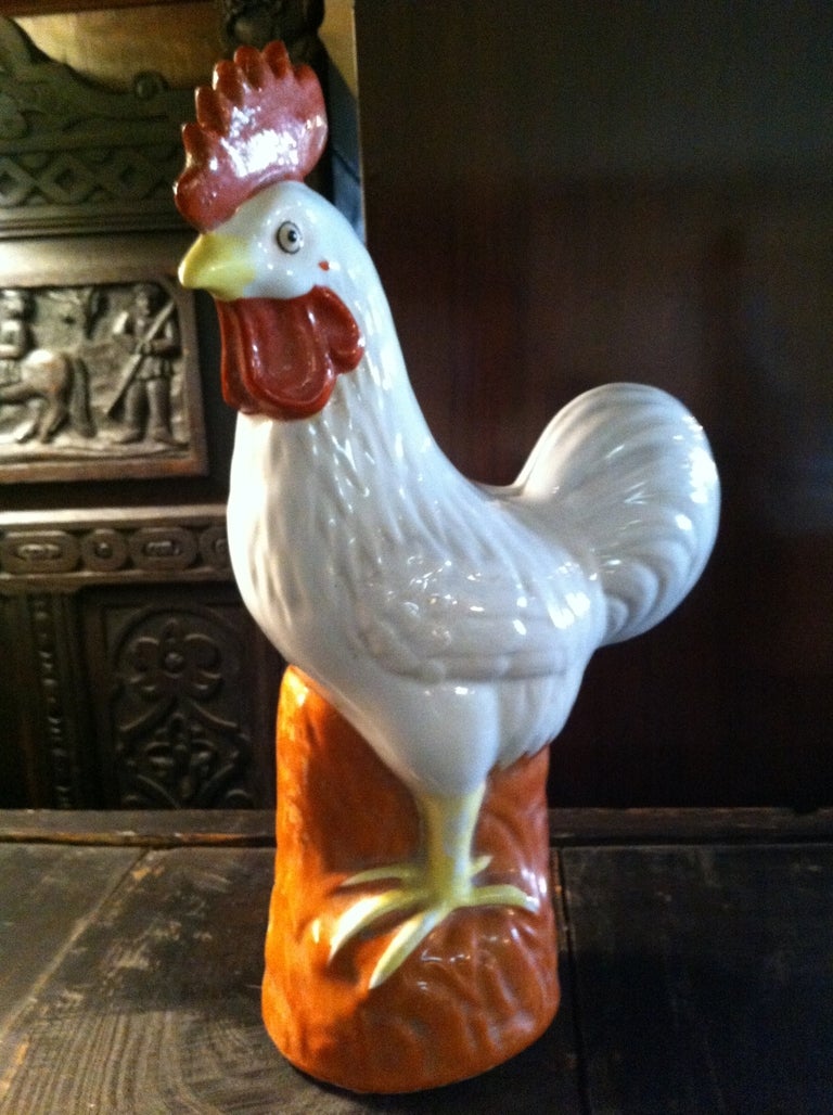 Pair of early 20th c. Porcelain Roosters