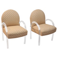 Pair of Weiman Warren and Lloyd Lucite and Upholstered Chairs