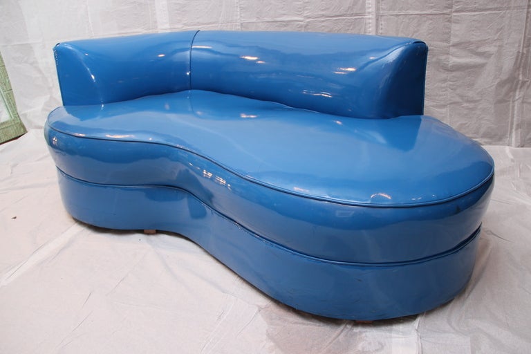 Unknown manufacture and designer. Beautiful scale and form. High quality constuction with original vinyl upholstery.