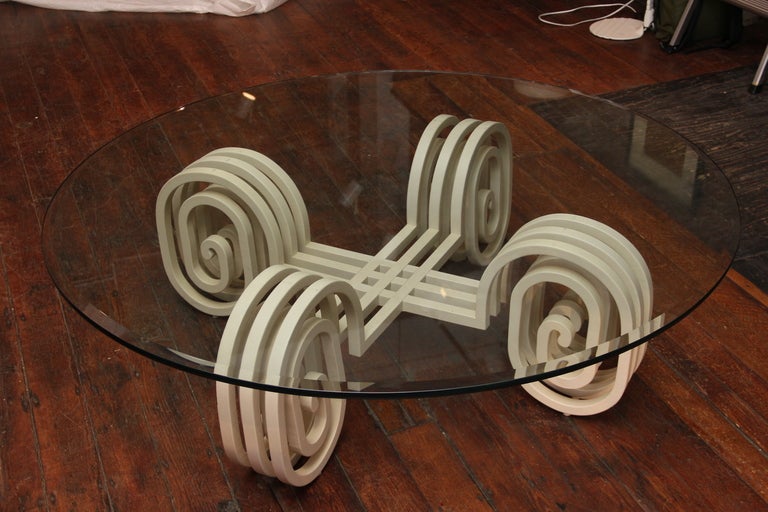 Lacquered Wood and Glass Coffee Table