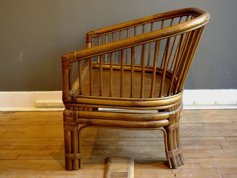 American Pair of Vintage Brown Jordan Rattan Lounge Chairs