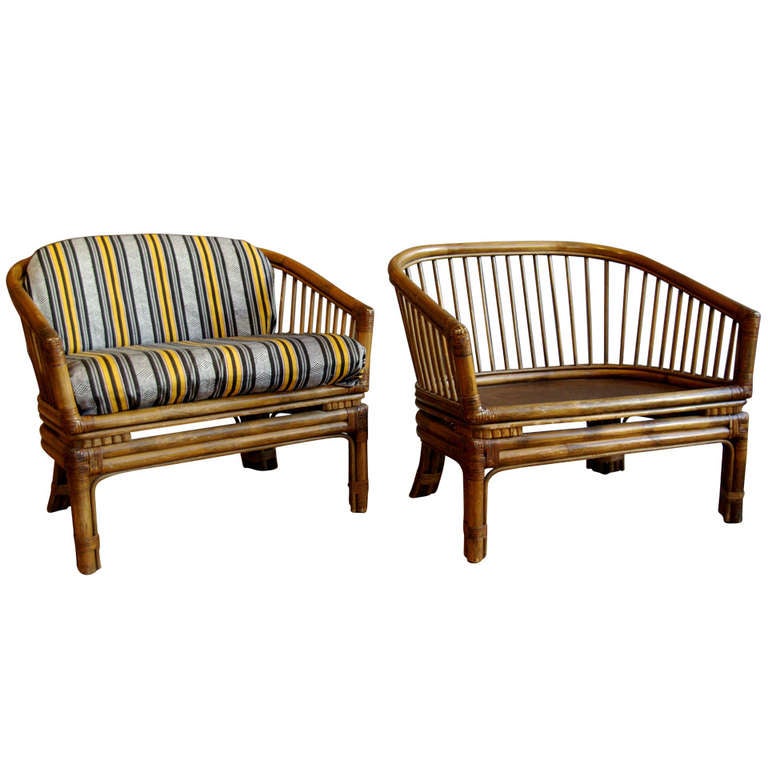 Pair of Vintage Brown Jordan Rattan Lounge Chairs at 1stDibs brown