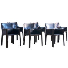 Set of Six "413 CAB" Chairs by Mario Bellini for Cassina
