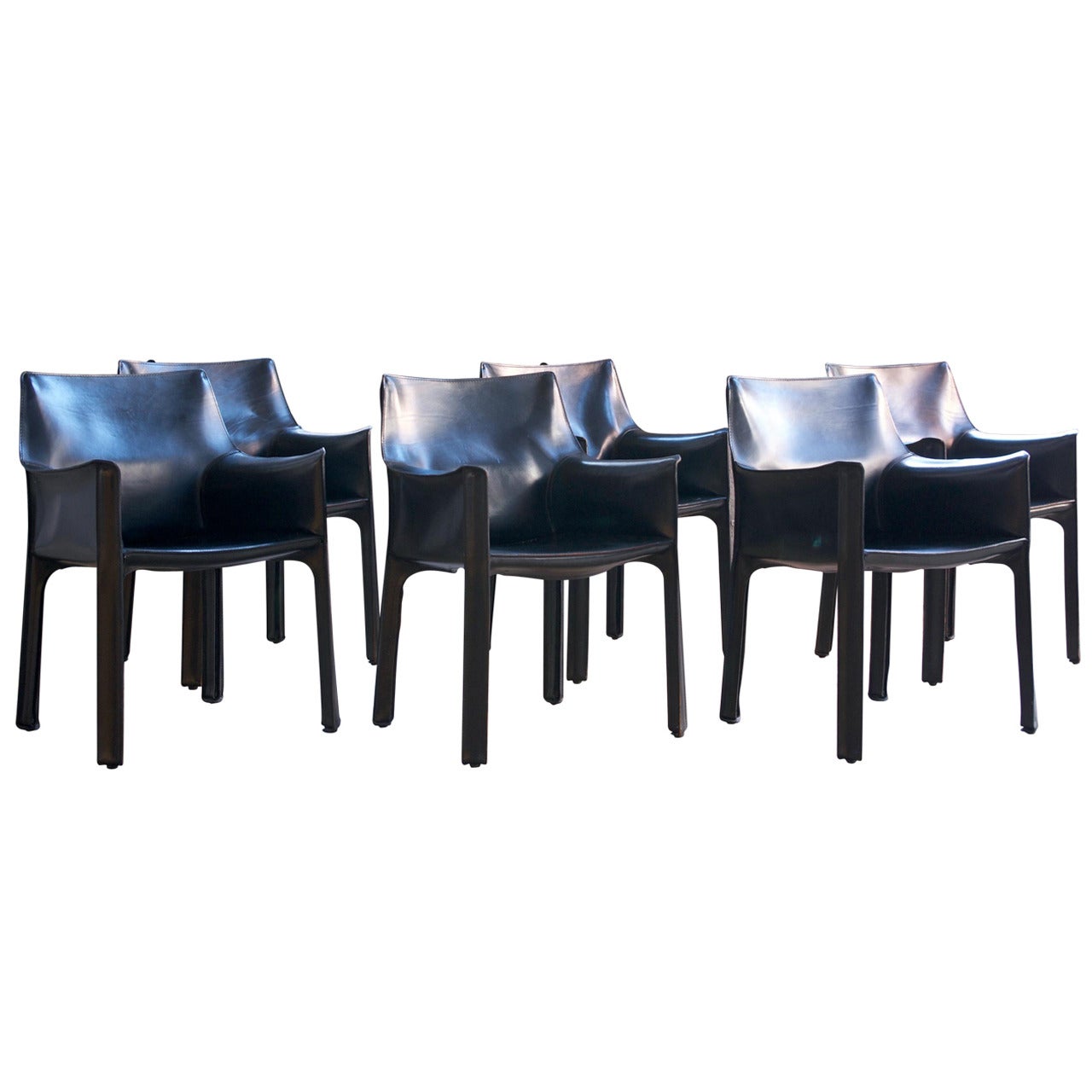 Set of Six "413 CAB" Chairs by Mario Bellini for Cassina