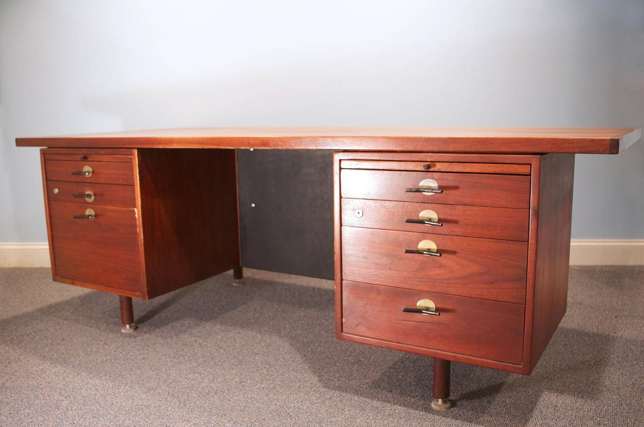 Mid-Century Modern Walnut Executive Desk by Jens Risom