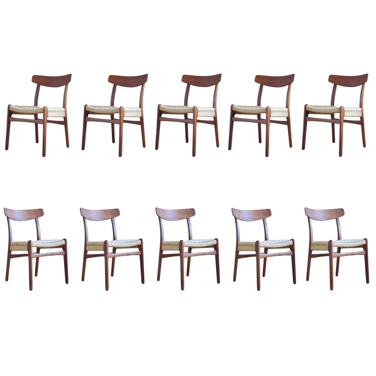 Set of Ten "CH-23" Oak & Teak Dining Chairs by Hans Wegner