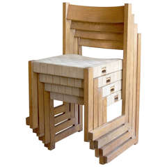 Modernist Oak Stacking Chairs in the Style of Sven Markelius
