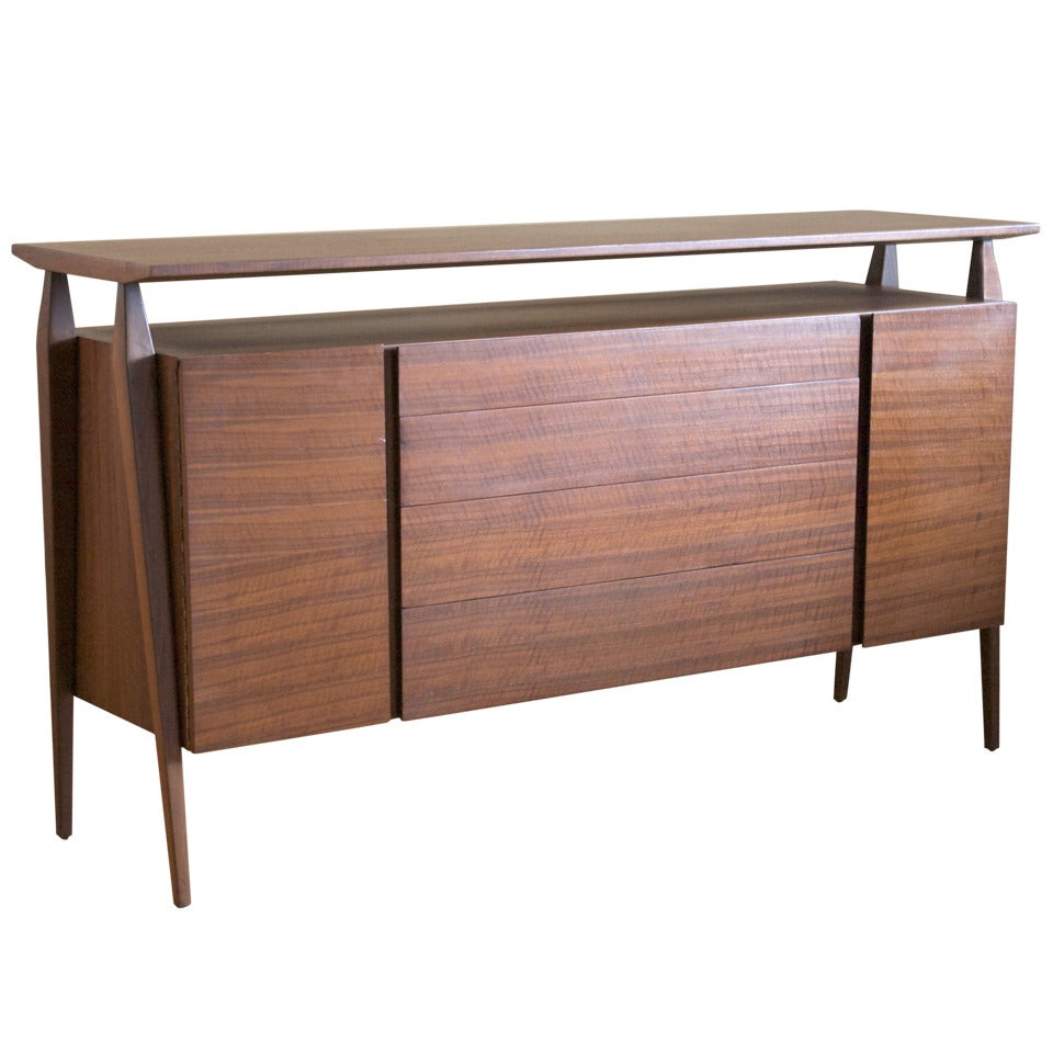 Italian Walnut Credenza Model No. 2154 by Bertha Schaefer for Singer & Sons