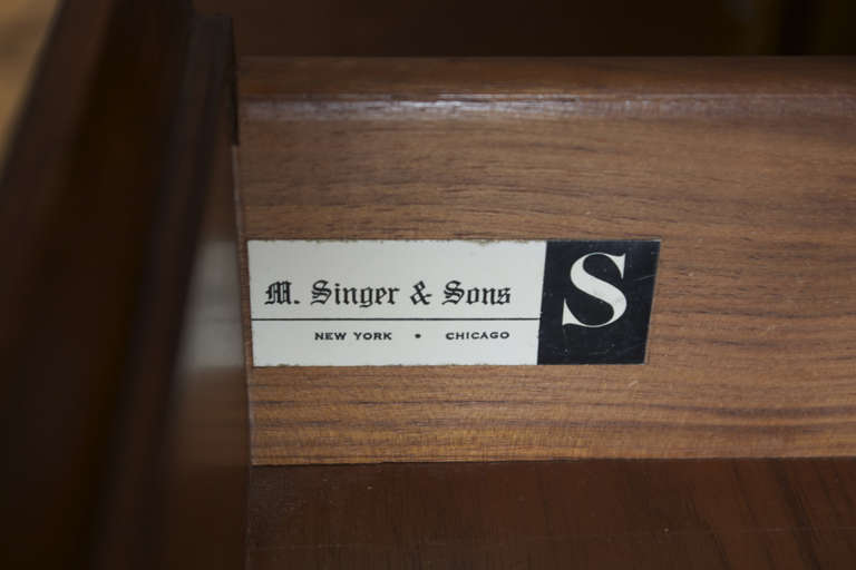 Mid-20th Century Italian Walnut Credenza Model No. 2154 by Bertha Schaefer for Singer & Sons