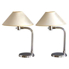 Pair of Robert Sonneman for George Kovacs Chrome & Lucite Table Lamps