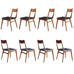 Set of Eight Erik Christensen "Boomerang" Teak Dining Chairs
