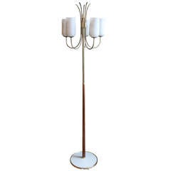 Lightolier Brass and Glass Floor Lamp