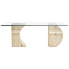 Sculptural Marble 
Glass Dining Table