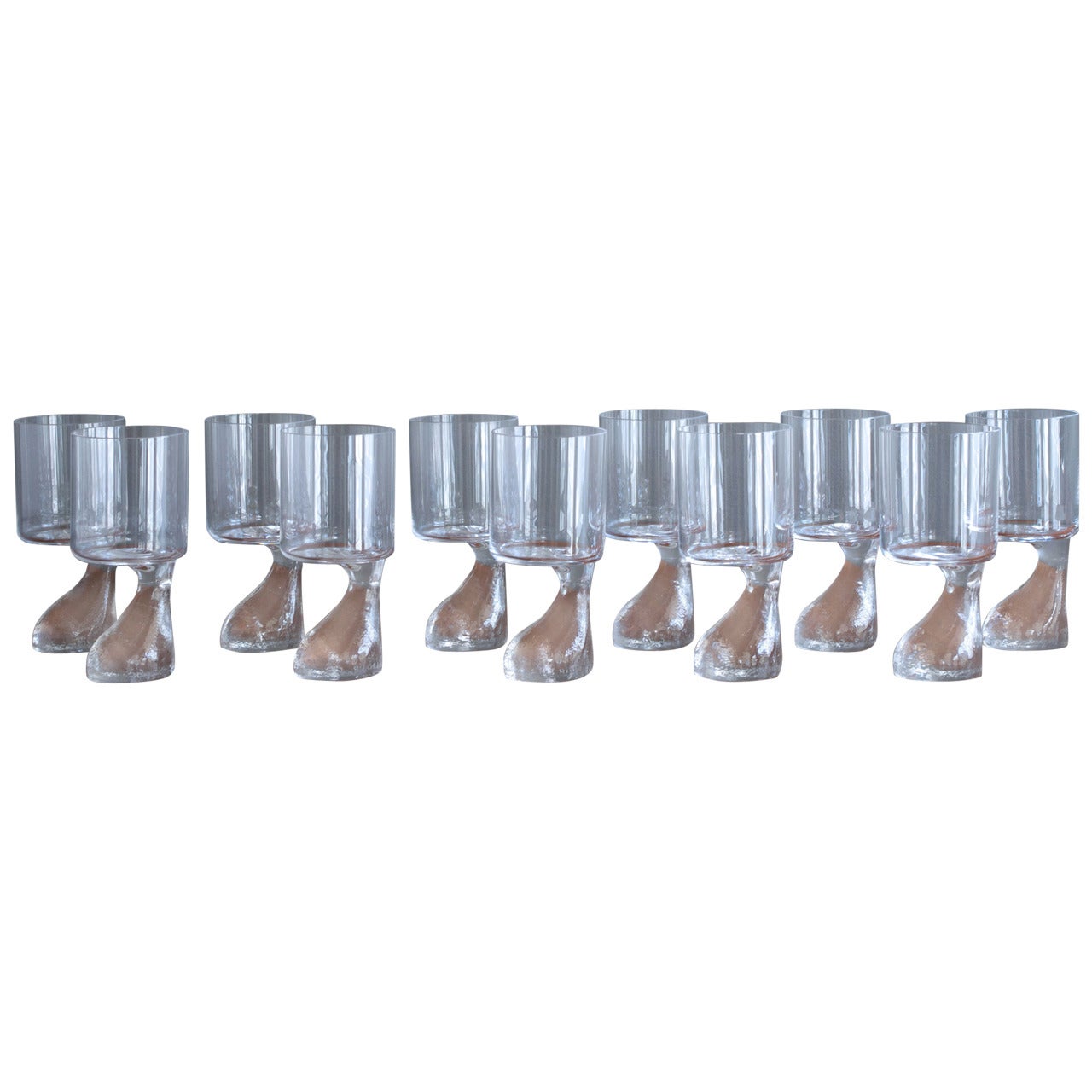 Set of Eleven "Asimmetrico" Wine Glasses by Joe Colombo