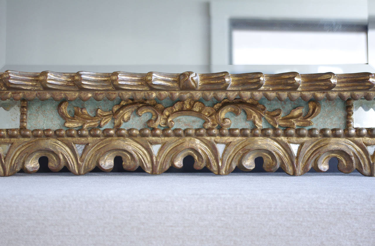 Antique Spanish Colonial Mirror with Carved Gilt Frame