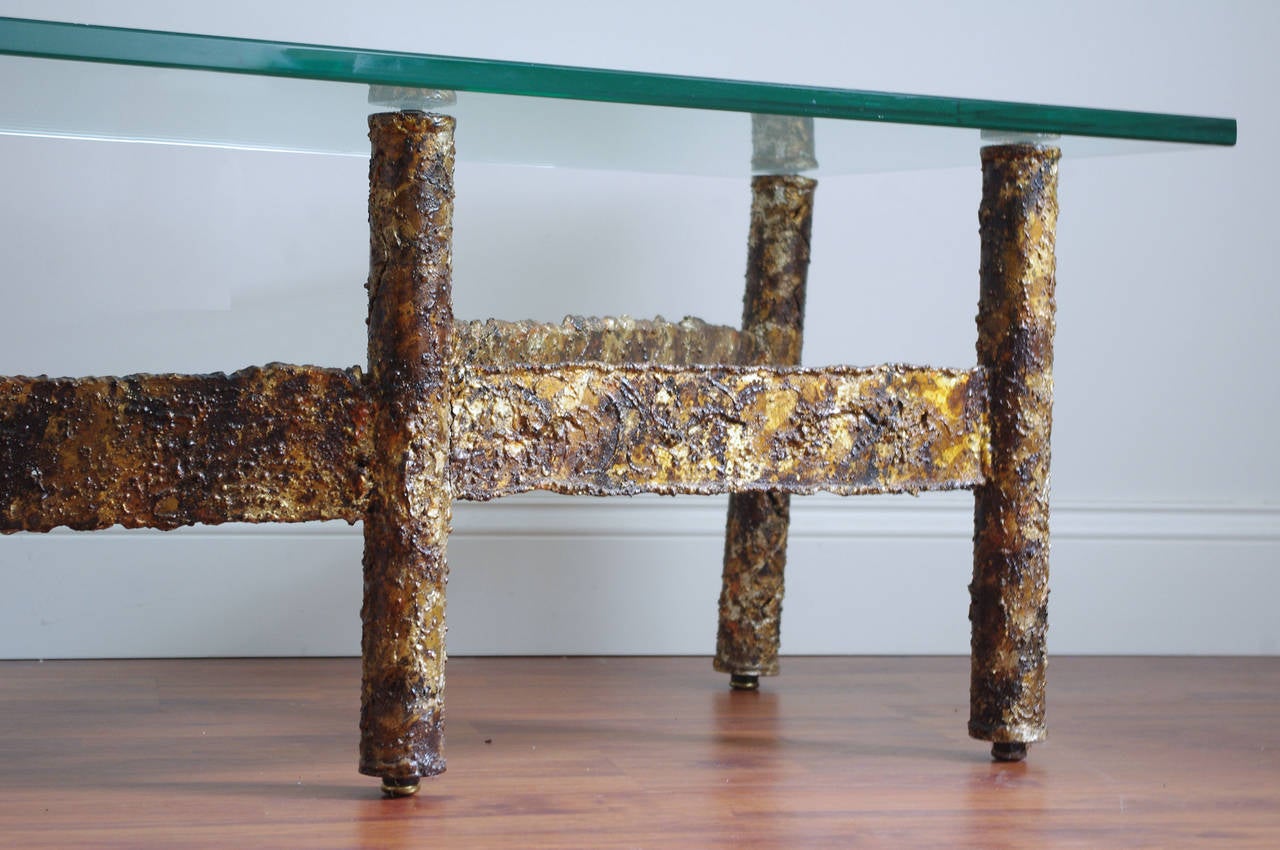Late 20th Century Brutalist Metal Coffee Table For Sale