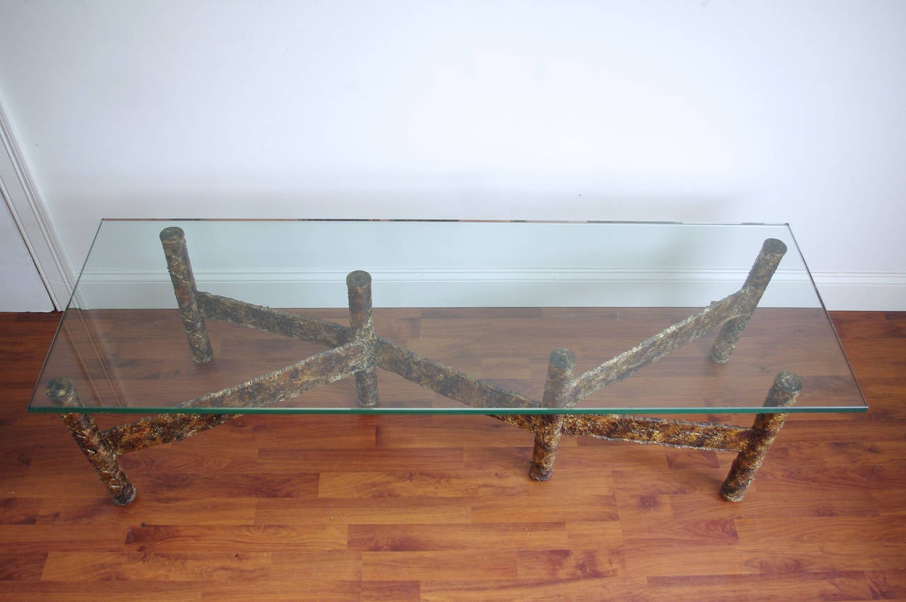 Brutalist Metal Coffee Table In Good Condition For Sale In Cambridge, MA