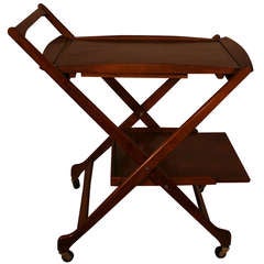 Yugoslavian Walnut Folding Bar Cart