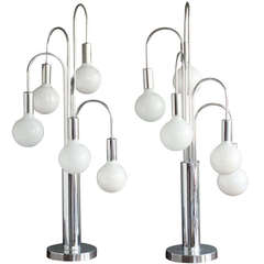 Pair of Chrome "Waterfall" Table Lamps by Laurel Lamp.