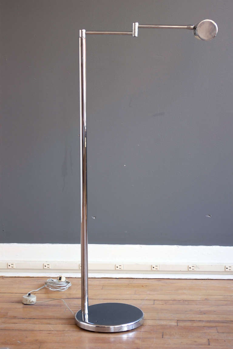 Mid-Century Modern Walter von Nessen Chrome Swing Arm Floor Lamp