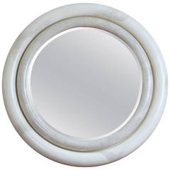 Circular Faux Parchment Mirror in the Style of Karl Springer