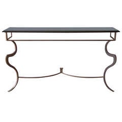 Sculptural Metal and Marble Console Table