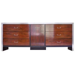 Milo Baughman Rosewood and Black Lacquer Dresser