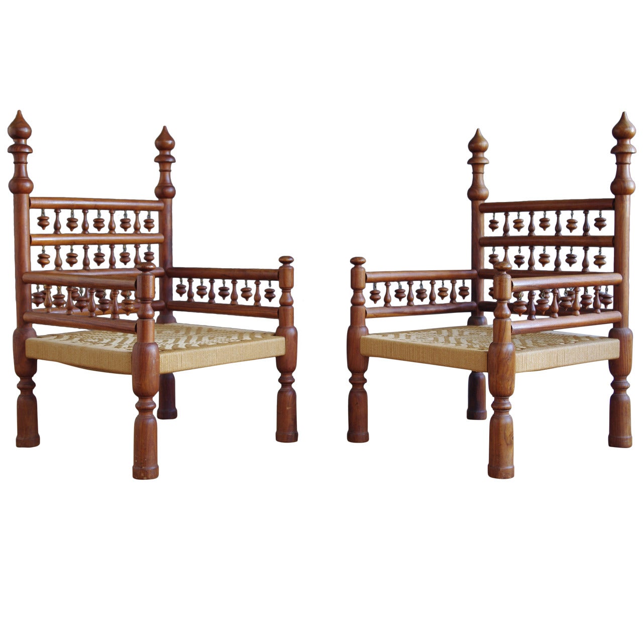 Pair of Low Indian Wedding Chairs For Sale