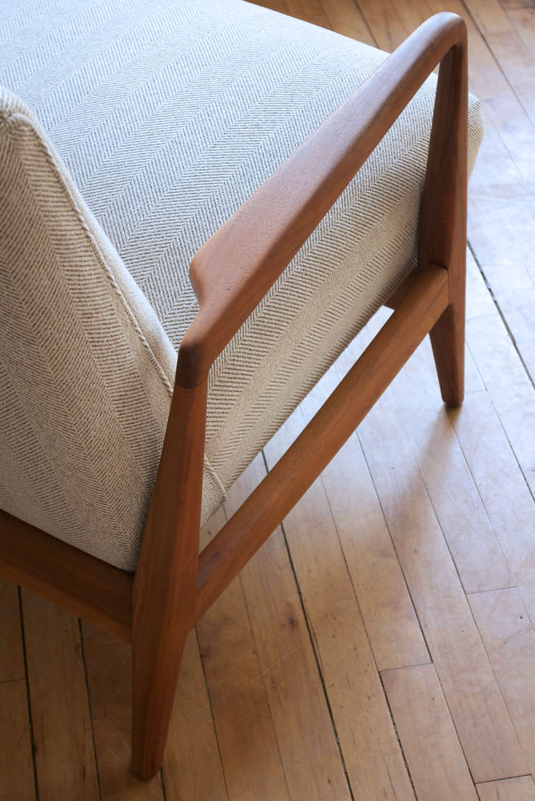 American Jens Risom Upholstered Lounge Chair with Walnut Frame