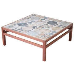 Teak Coffee Table by Willy Beck with Tue Poulsen Tile Top
