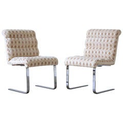 Pair of "Lugano" Chrome Side Chairs by Mariani for Pace