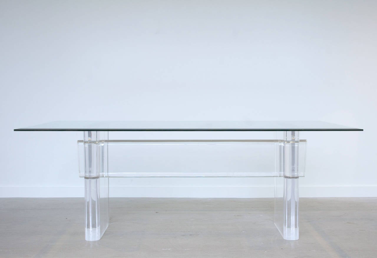 Modern Lucite and Glass Dining Table by Karl Springer