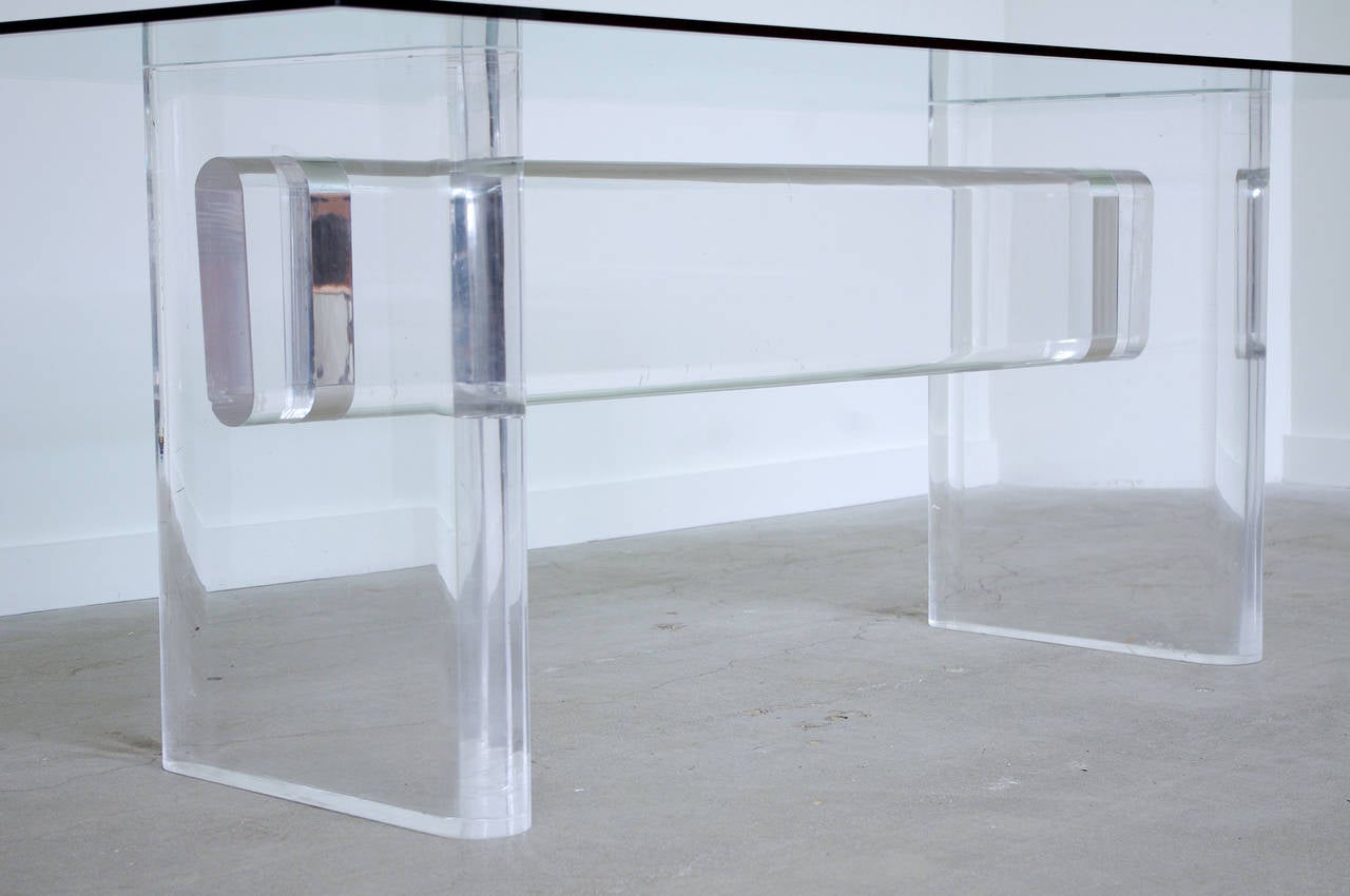 American Lucite and Glass Dining Table by Karl Springer