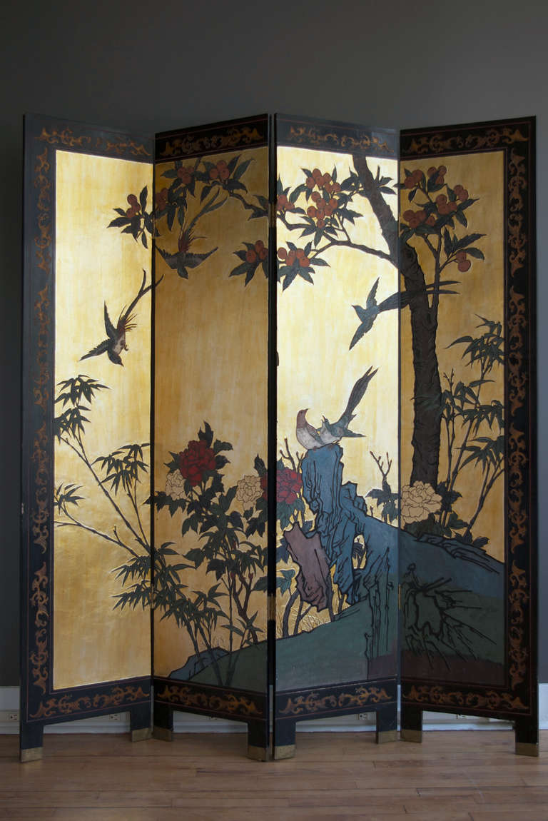Chinese Four-Panel Coromandel Screen at 1stdibs