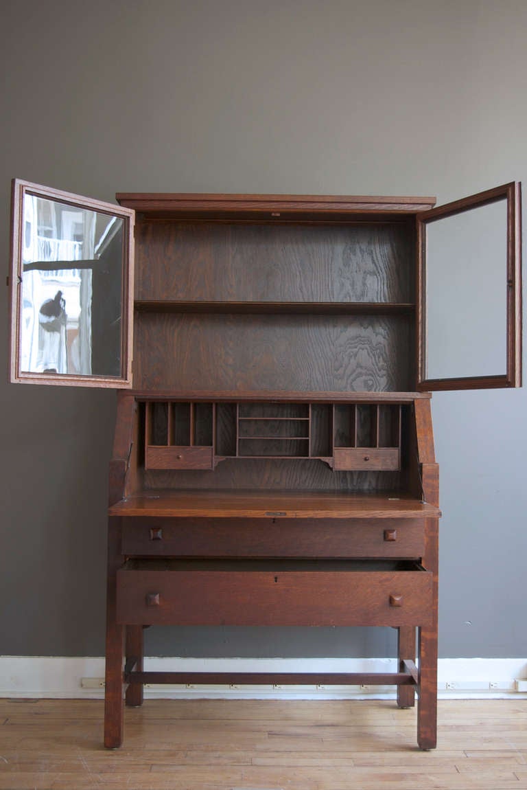 Arts And Crafts Quarter Sawn Oak Secretary Desk At 1stdibs American Arts Crafts Quarter Sawn Oak Secretary Desk For