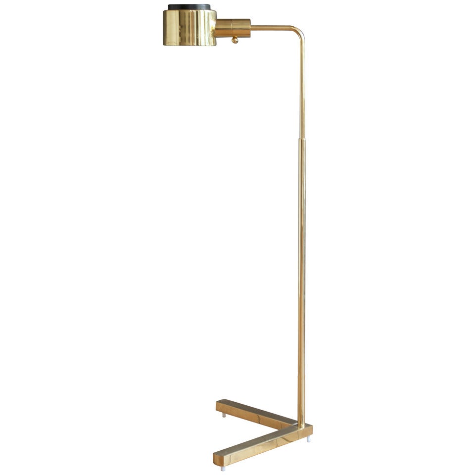 Adjustable Polished Brass Floor Lamp by Casella