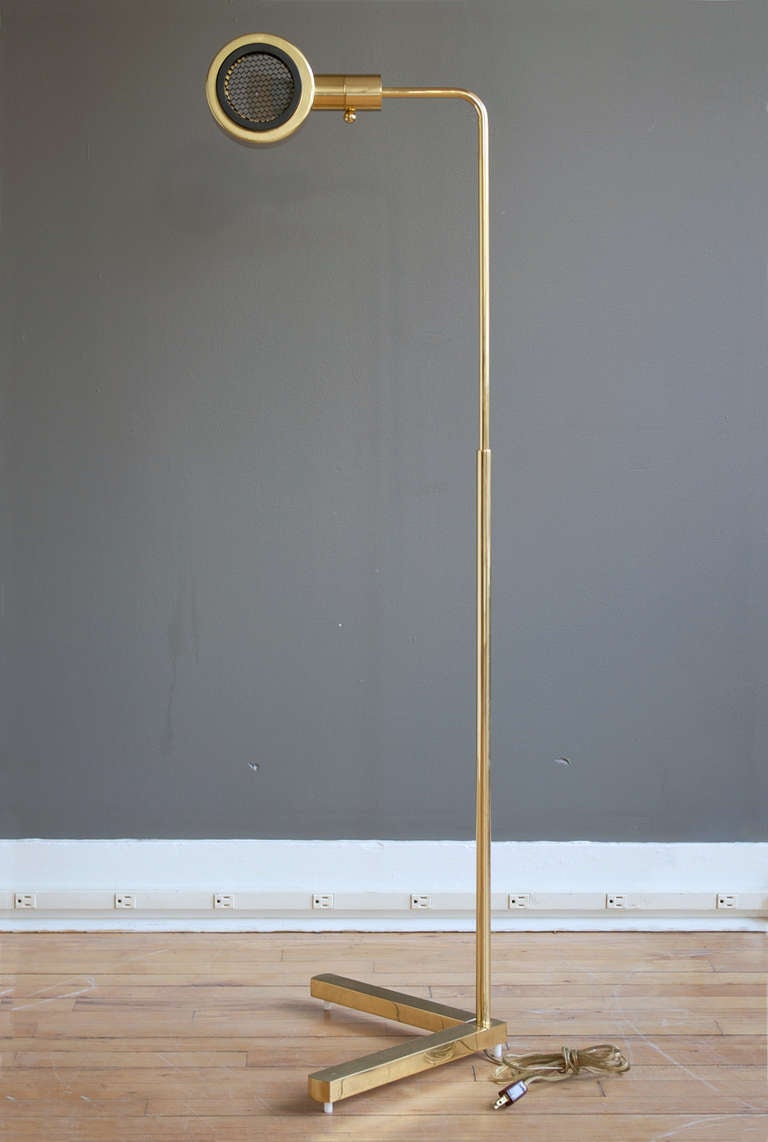 Mid-Century Modern Adjustable Polished Brass Floor Lamp by Casella
