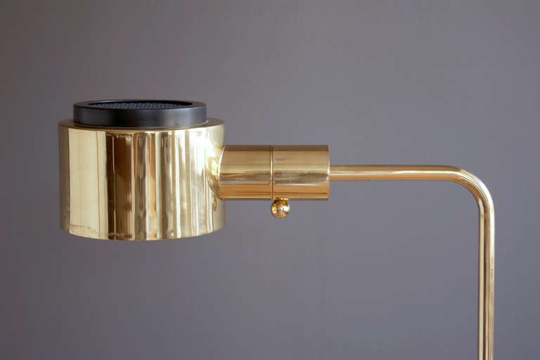 American Adjustable Polished Brass Floor Lamp by Casella