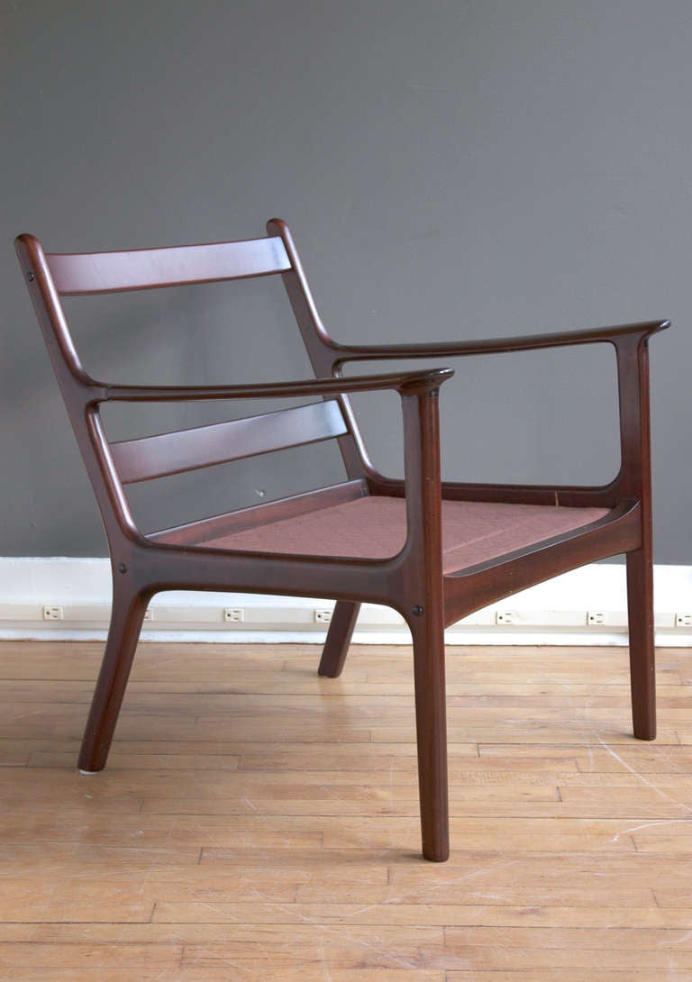 Mid-20th Century Ole Wanscher Mahogany Lounge Chair