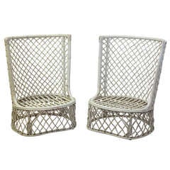 1960's Palm Beach High Back Rattan Chairs