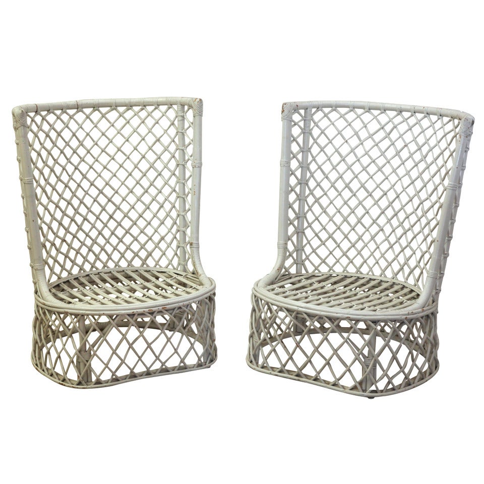 1960
s Palm Beach High Back Rattan Chairs