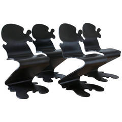 Set of Four "Pantonic 5010" Chairs by Verner Panton for Studio Hag