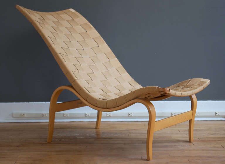 Mid-Century Modern Bruno Mathsson Lounge Chair and Ottoman